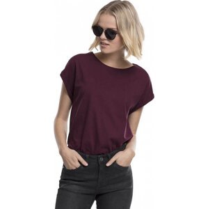 Dámské volné tričko Urban Classics s ohrnutými rukávky 100% bavlna Barva: Tmavě vínová, Velikost: 3XL