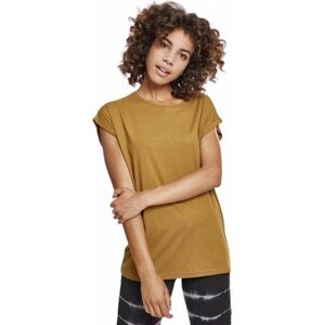 Dámské volné tričko Urban Classics s ohrnutými rukávky 100% bavlna Barva: hnědá světlá, Velikost: L