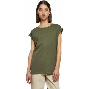 Dámské volné tričko Urban Classics s ohrnutými rukávky 100% bavlna Barva: zelená olivová, Velikost: 3XL
