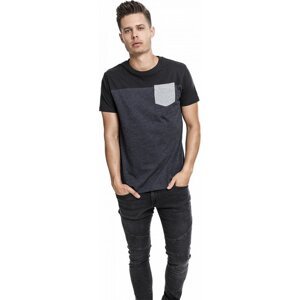 Trojbarevné prodloužené tričko Urban Classics s kapsičkou Barva: uhlová - černá - šedá, Velikost: L