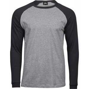 Baseballové triko Tee Jays s dlouhým rukávem 185 g/m Barva: černá - šedá světlá, Velikost: 3XL TJ5072