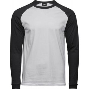Baseballové triko Tee Jays s dlouhým rukávem 185 g/m Barva: bílá - černá, Velikost: 3XL TJ5072