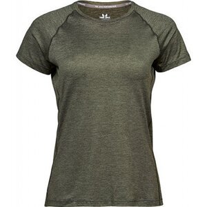 Tee Jays Rychleschnoucí dámské funkční triko CoolDry s reflexním potiskem Barva: zelená olivová melír, Velikost: XL TJ7021