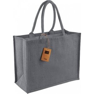 Westford Mill Barevná jutová nákupní taška s tkanými držadly 21 l Barva: šedá grafitová - šedá grafitová, Velikost: 42 x 33 x 19 cm WM407