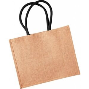 Westford Mill Barevná jutová nákupní taška s tkanými držadly 21 l Barva: přírodní - černá, Velikost: 42 x 33 x 19 cm WM407