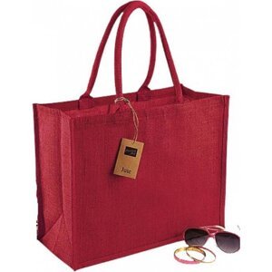 Westford Mill Barevná jutová nákupní taška s tkanými držadly 21 l Barva: červená - červená, Velikost: 42 x 33 x 19 cm WM407