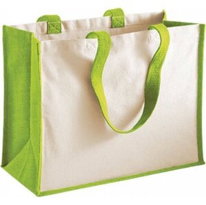Westford Mill Dárková taška Shopper s panely pro potisk z bavlny a juty 21 l Barva: Zelená jablková, Velikost: 42 x 33 x 19 cm WM422