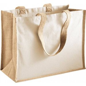 Westford Mill Dárková taška Shopper s panely pro potisk z bavlny a juty 21 l Barva: Přírodní, Velikost: 42 x 33 x 19 cm WM422
