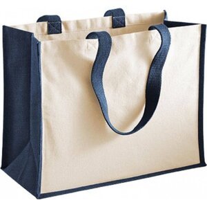 Westford Mill Dárková taška Shopper s panely pro potisk z bavlny a juty 21 l Barva: modrá námořní, Velikost: 42 x 33 x 19 cm WM422