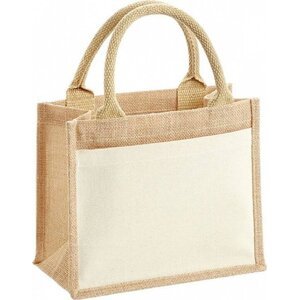Westford Mill Jutová dárková taška s bavlněnou kapsou na potisk Barva: Přírodní, Velikost: 26 x 22 x 14 cm WM425