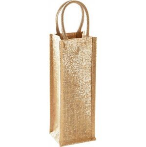 Westford Mill Třpytivá dárková jutová taška na láhev 4 l Barva: Natural Gold, Velikost: 12 x 35 x 11 cm WM433