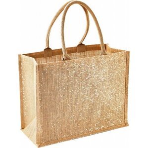 Westford Mill Třpytivá nákupní / dárková taška z juty 21 l Barva: Natural Gold, Velikost: 42 x 33 x 19 cm WM437