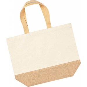 Westford Mill Bavlněná taška XL s velkou plochou na tisk a jutovou základnou Barva: Přírodní, Velikost: 38 x 44 x 18 WM452