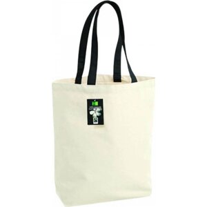 Fairtrade pevná taška z organické bavlny Westford Mill 13 l Barva: přírodní - černá, Velikost: 28 x 38 x 12 cm WM671