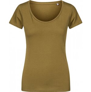 X.O by Promodoro Vypasované dámské tričko se širokým výstřihem Barva: zelená olivová, Velikost: 3XL XO1545
