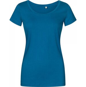 X.O by Promodoro Vypasované dámské tričko se širokým výstřihem Barva: modrá petrolejová, Velikost: L XO1545