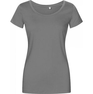 X.O by Promodoro Vypasované dámské tričko se širokým výstřihem Barva: šedá metalová, Velikost: L XO1545