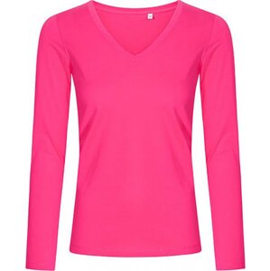 X.O by Promodoro Pružné dámské tričko do véčka s dlouhým rukávem Barva: růžová výrazná, Velikost: L XO1560