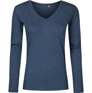 X.O by Promodoro Pružné dámské tričko do véčka s dlouhým rukávem Barva: modrý námořní melír, Velikost: L XO1560
