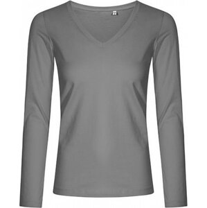 X.O by Promodoro Pružné dámské tričko do véčka s dlouhým rukávem Barva: šedá metalová, Velikost: L XO1560