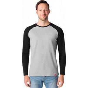 CityZen® Baseballové triko Fargo Cityzen s kontrastními rukávy Barva: šedá melír - černá, Velikost: L
