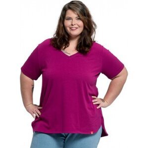 CityZen® Dámské oversize tričko plus size s rozparkem a kulatým lemem Barva: purpurová, Velikost: 46