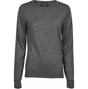 Tee Jays Dámský merino svetr s kulatým výstřihem Barva: šedá melír, Velikost: XXL