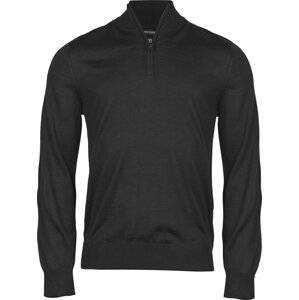 Tee Jays Pánský merino pulover s krátký zipem Barva: Černá, Velikost: XXL