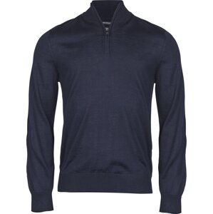 Tee Jays Pánský merino pulover s krátký zipem Barva: modrá námořní, Velikost: L