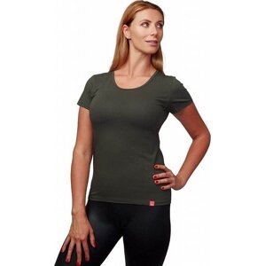CityZen® Dámské bavlněné triko CityZen klasický střih s elastanem Barva: khaki tmavá, Velikost: M
