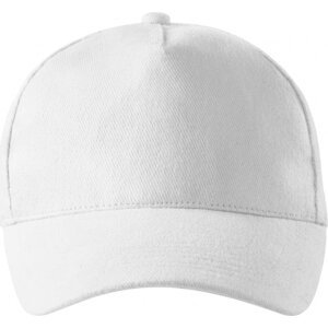 MALFINI® Unisex nastavitelná čepice z broušeného kepru, 5 panelů Barva: Bílá, Velikost: nastavitelná
