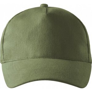 MALFINI® Unisex nastavitelná čepice z broušeného kepru, 5 panelů Barva: zelená khaki, Velikost: nastavitelná