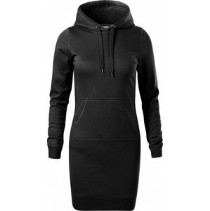 MALFINI® Mikinové šaty Snap s klokanní kapsou a kapucí Barva: Černá, Velikost: L