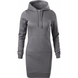 MALFINI® Mikinové šaty Snap s klokanní kapsou a kapucí Barva: šedá ocelová, Velikost: XL