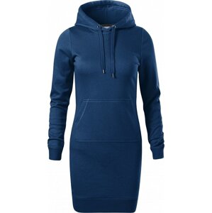 MALFINI® Mikinové šaty Snap s klokanní kapsou a kapucí Barva: Půlnoční modrá, Velikost: S