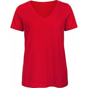 B&C Tričko z organické bavlny Inspire s výstřihem do véčka Barva: Červená, Velikost: L BCTW045