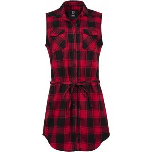 Urban Classics Dámské dlouhé košilové šaty Gracey bez rukávů Barva: Červená - černá, Velikost: 4XL