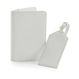 BagBase Elegantní cestovní set - obal na pas / doklady a označovač na kufr Barva: šedá světlá