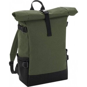 BagBase Rolovací batoh s postranními kapsami, na notebook až 17" Barva: zelená olivová - černá, Velikost: 28 x 48 x 15 cm BG858