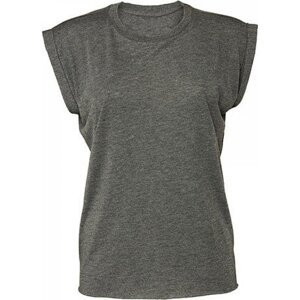 Bella+Canvas Dámské splývavé tričko s delším zadním dílem a ohnutou manžetou na rukávku Barva: šedá tmavá melír, Velikost: M BL8804