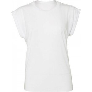 Bella+Canvas Dámské splývavé tričko s delším zadním dílem a ohnutou manžetou na rukávku Barva: Bílá, Velikost: M BL8804