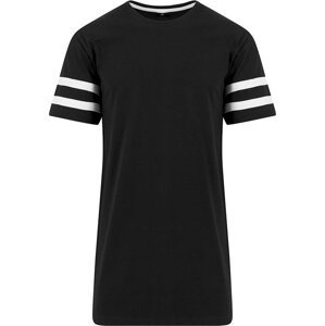 Build Your Brand Bavlněné tričko se dvěmi pruhy na rukávu Barva: černá - bílá, Velikost: L BY032