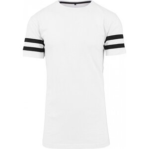 Build Your Brand Bavlněné tričko se dvěmi pruhy na rukávu Barva: bílá - černá, Velikost: 4XL BY032
