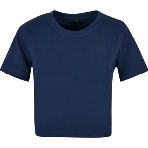 Build Your Brand Dámské crop top tričko do pasu s příměsí elastanu Barva: modrá námořní světlá, Velikost: 3XL BY042