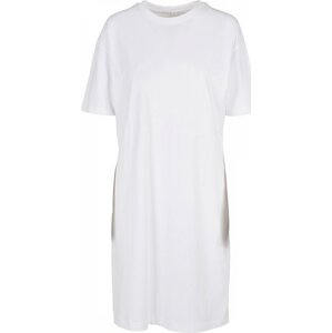 Build Your Brand Organické oversize šaty s rozparkem a spadlými rameny Barva: Bílá, Velikost: 4XL BY181
