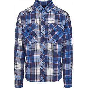 Lehká flanelová kostkovaná košile Build Your Brandit Barva: modrá námořní - červená, Velikost: M BYB4002