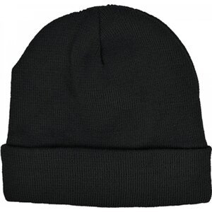 Printwear Pletená čepice s podšívkou a ohrnovacím lemem Barva: Černá C1454