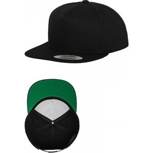 Klasická 5-panelová snapback kšiltovka Flexfit Barva: černá - zelený kšilt FX6007