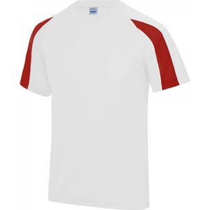 Sportovní tričko Just Cool s kontrastním pruhem na rukávu Barva: bílá - červená, Velikost: L JC003