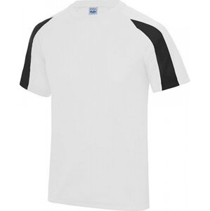 Sportovní tričko Just Cool s kontrastním pruhem na rukávu Barva: bílá - černá, Velikost: L JC003